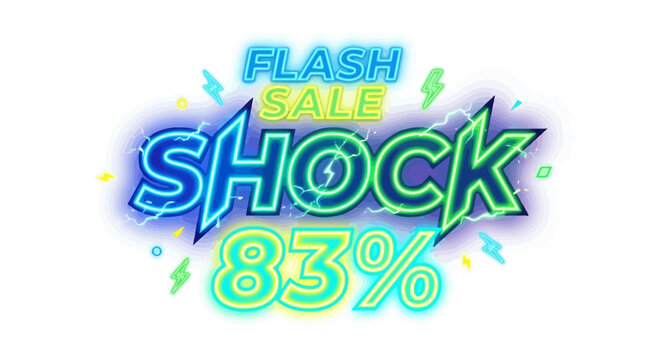 Neon Flash Sale Shock Offer with Discount on White