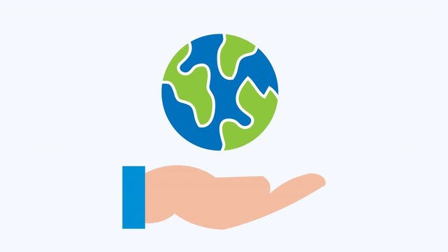Hand with a blue cuff is holding planet earth. Global concept emphasized  depicting care and protection for earth. Perfect for environmental, sustainability, worldsaving themes across various platform