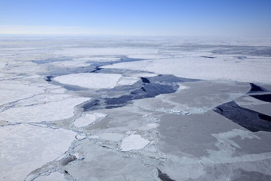 Aerial view, pack ice, Magdalen Islands, Gulf of Saint Lawrence, Quebec, Canada
