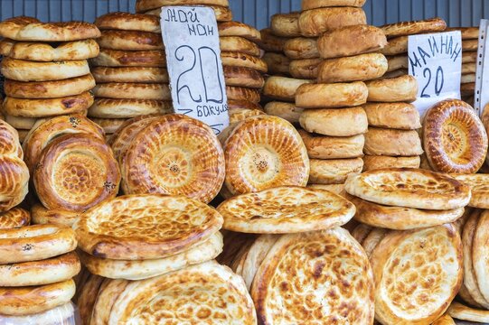 Baker stall, Osh market, Bishkek, Kyrgyzstan