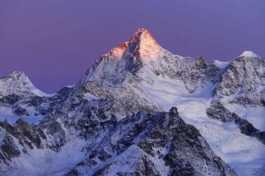 Ober Gabelhorn mountain at dawn, Zermatt, Valais, Switzerland, Europe