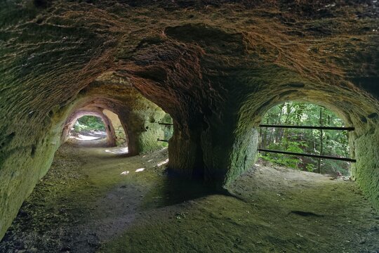 Lion pit, artificial rock gallery, geotope, city of Altdorf, Middle Franconia, Franconia, Bavaria, Germany