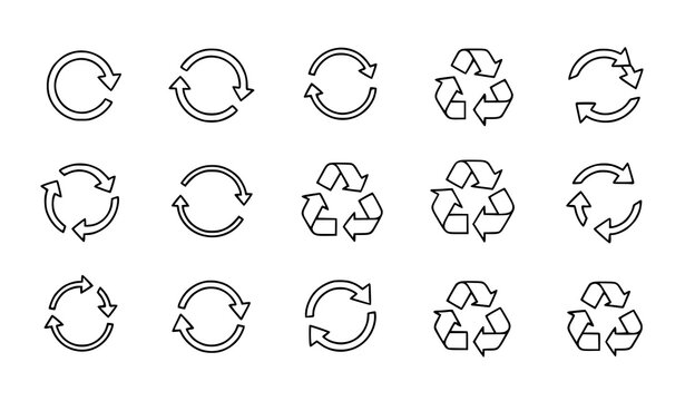 Recycle and refresh arrow icon collection circular loop symbol vector illustration
