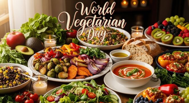 A vibrant display of fresh vegetables and fruits, including tomatoes, avocados, and oranges, arranged on a wooden table with a rustic wooden table. 
