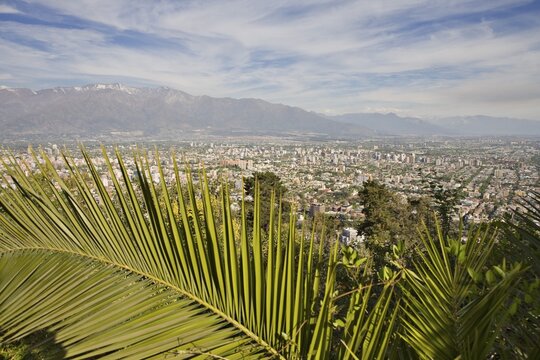 View of the city from Cerro san Cristobal hill, Santiago de Chile, Chile, South America