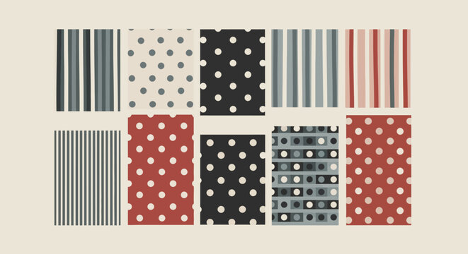 Collection of assorted fabric patterns.