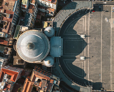aerial view of naples, napoli italy, piazza plebiscito
