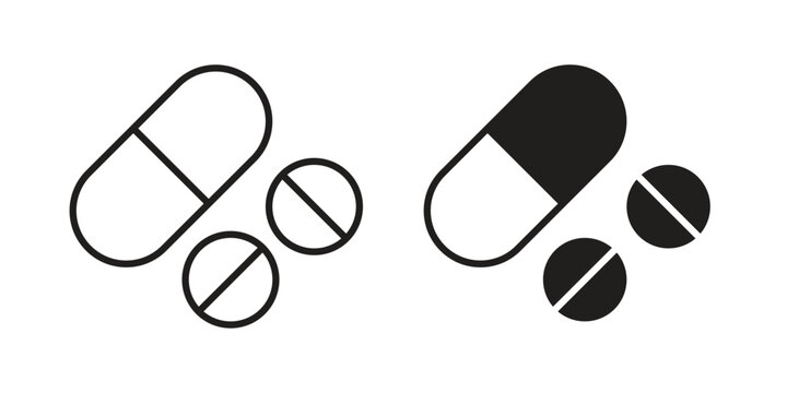 Painkiller pills icon. Simple outline style for web and app. Vector icon