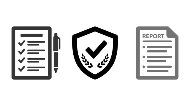 Checklist, Shield, and Report Icons for Approval