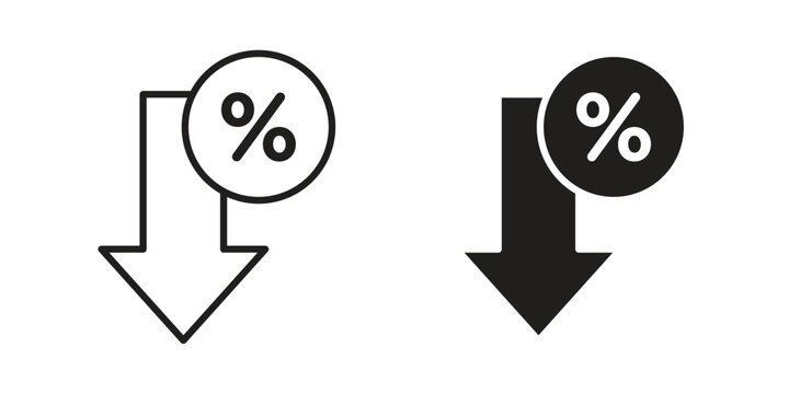 Percent down icon. Simple outline style for web and app. Vector icon