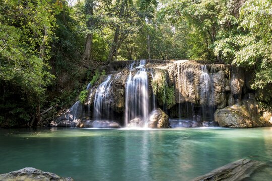Waterfall in Erawan National Park, Kanchanaburi Province, Thailand