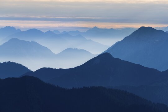 Blue hour over Reutte, Au&szlig;erfern, Tyrol, Austria
