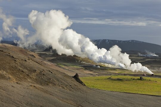 Steam column in geothermal area, Sk&uacute;tusta&eth;ir, Northeastern Region, Iceland