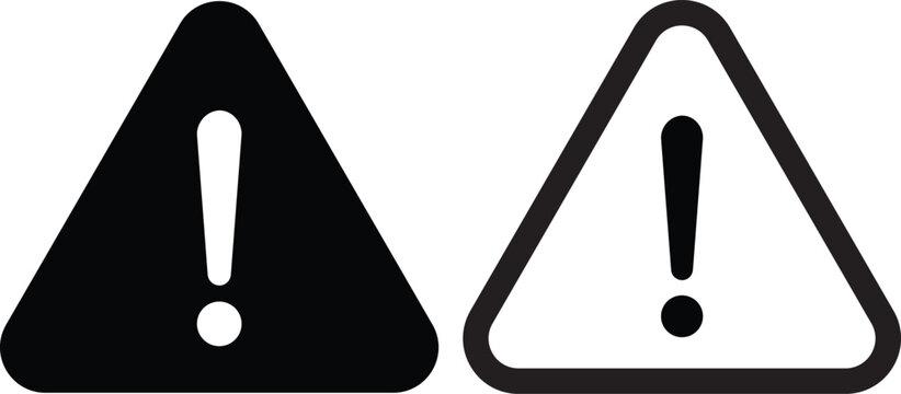Warning Alert Triangle Icon Set Solid Outline.