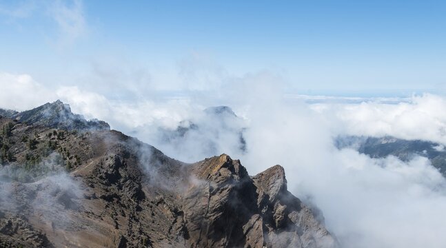 Pico de las Nieves, lava landscape, Caldera de Taburiente National Park, Degollada del Barranco de la Madera, La Palma, Canary Islands, Spain