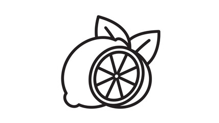 Lemon icon with leaf and slice, simple line art representing freshness and natural citrus. featuring fruit, illustration, fresh with healthy and © TAIFUR