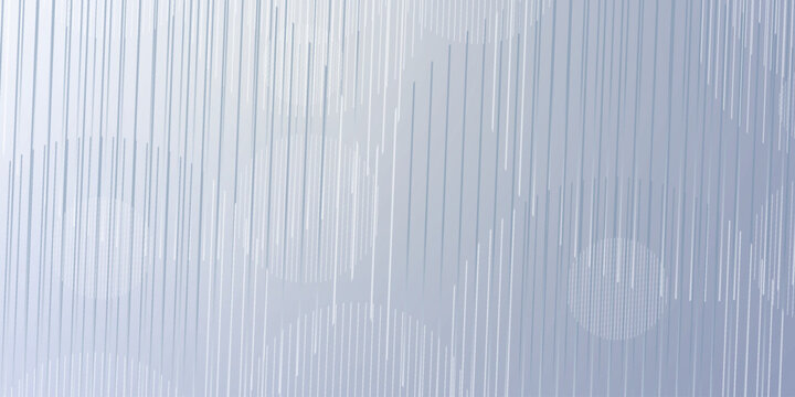 Abstract silver vertical line circles background, minimal geometric pattern with falling light streaks for banner, presentation or website design
