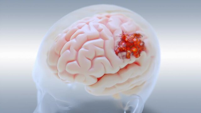 Brain damage or cancer tumor malignant cells growth and spreading. Can be used in medical elements related meningioma or neurological disease, 3D Render.