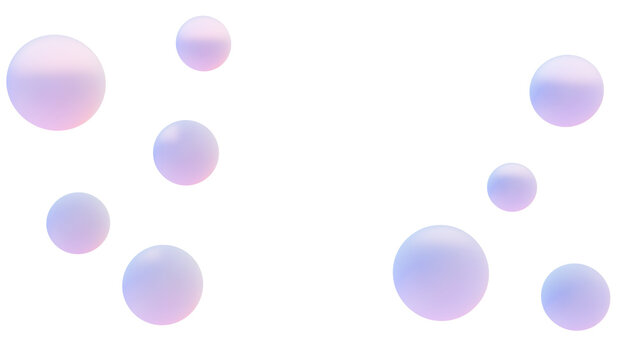 3D rendered floating matte spheres with soft pastel pink and blue iridescent gradients