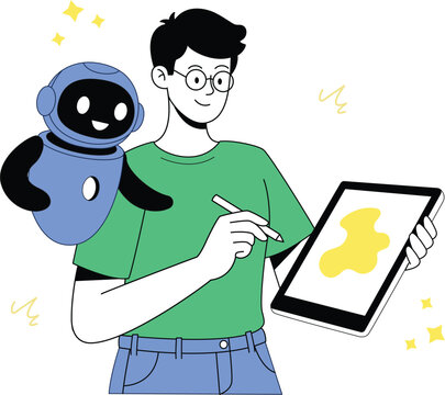 Human and Artificial Intelligence Teamwork in Digital Creation. AI Robot Assistant Collaborating with Digital Artist Using a Tablet