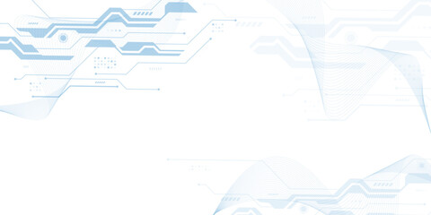 Obraz premium Vectors White and blue abstract geometric dots and lines connection circuit concept.,Wide Cyber security internet and networking concept. 