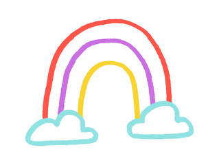 Fototapeta premium Rainbow with three curved bands doodle