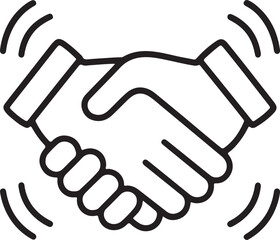 Obraz premium Illustration of handshake icon with curved lines around it