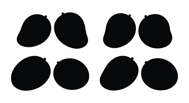 Eight black mango silhouettes arranged in a grid pattern silhouette