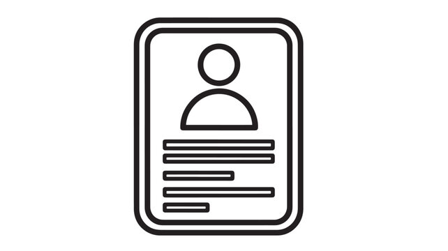 Resume icon with rounded corners and stylized person symbol with lines representing text content. featuring profile, personal, information with