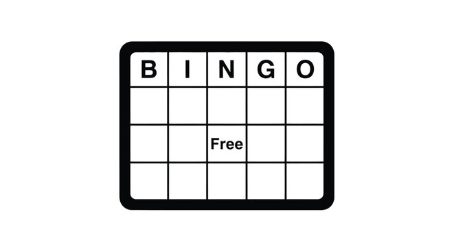 A black and white bingo card with a simple silhouette