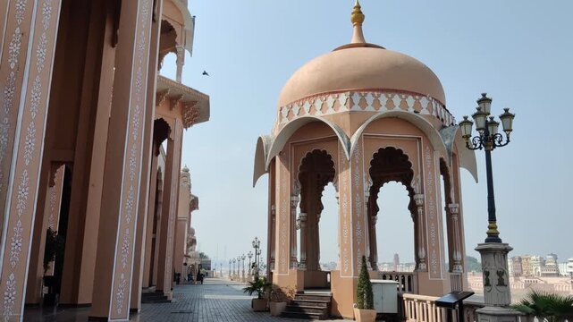 Kota, Rajasthan, India 5 March 2026: Footage of Scenic view at Chambal Riverfront of Kota shot against a beautiful sky in background during daylight
