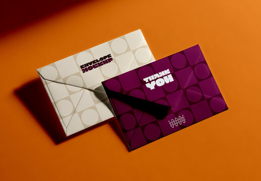Top View of Two Envelopes Mockup