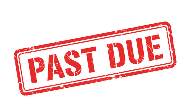 A red past due stamp on a white background with a distressed texture effect