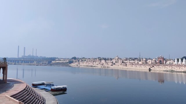 Kota, Rajasthan, India 5 March 2026: Footage of Scenic view at Chambal Riverfront of Kota shot against a beautiful sky in background during daylight
