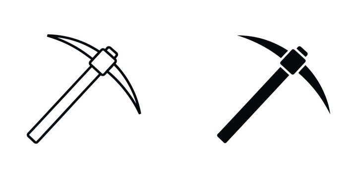 pickaxe and hammer crossed tools flat design vector illustration