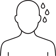 Obraz premium Illustration of sweating person icon, linear style illustration of human head with water drops