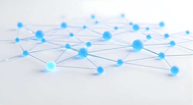 Abstract Blue Digital Network Connection on White Background