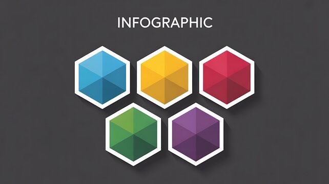 Colorful hexagonal infographic elements arranged in a creative pattern for data visualization