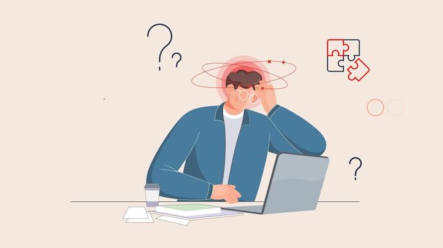 Emotional Wellbeing and Managing Work related Stress  - Stock Animated Illustration as MP4 File