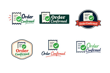 Obraz premium Order confirmed icons with checkmarks and receipts in various styles and colors