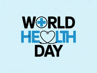Fototapeta premium World Health Day logo with text and stethoscope on heart