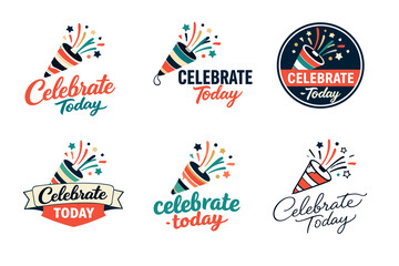 Fototapeta premium Celebrate today designs with confetti and stars