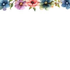 Fototapeta premium Watercolor floral elements and frames isolated on white background, botanical design set