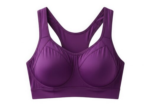 Stylish purple sports bra with racerback design and built-in support