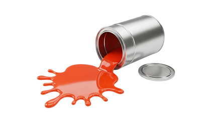 Fototapeta premium Paint bucket spill with red paint splash isolated on white background