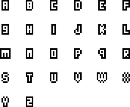 Complete Pixel Art Alphabet A-Z Set in Retro 8-Bit Style