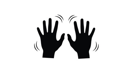 Fototapeta premium Two black hands facing each other with motion lines signifying clapping