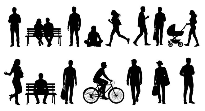 Set of human silhouettes in different poses
