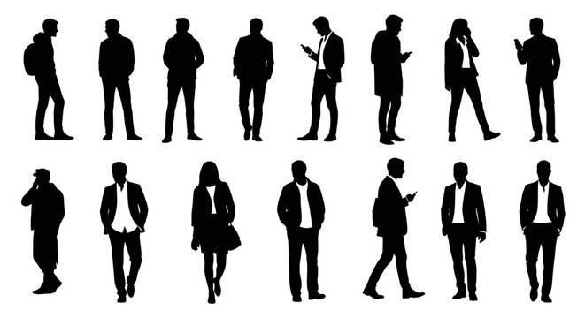 Set of human silhouettes in different poses