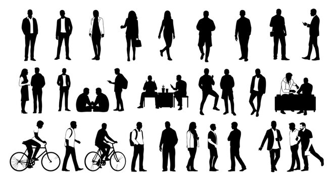 Set of human silhouettes in different poses